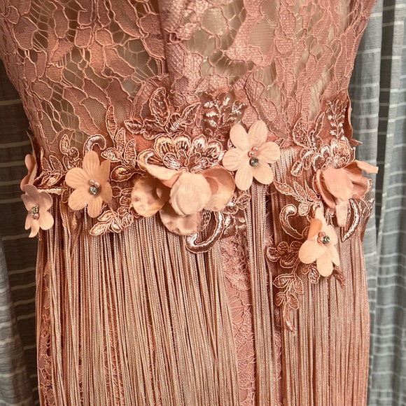Tarik Ediz Pink Floral Fringe Dress - Picture 3 of 9